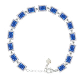 Asfour Crystal Tennis Bracelet With Turquoise Pear & Emerald Zircon In 925 Sterling Silver